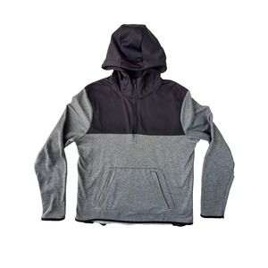Champion Duo Dry 1/4 Zip Hooded Pullover Men's Large Gray Black Mesh